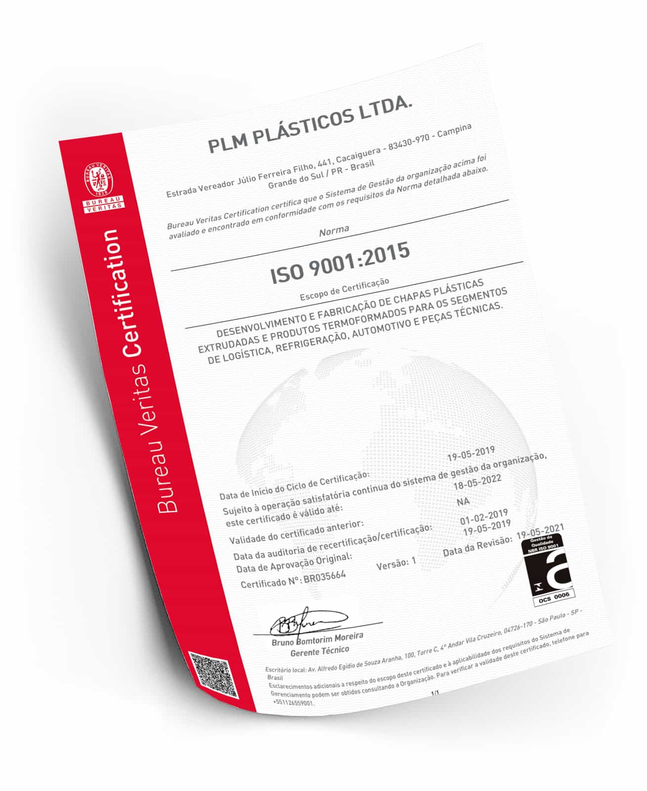 CARTIFICADO ISO 9001 - PLM Plásticos